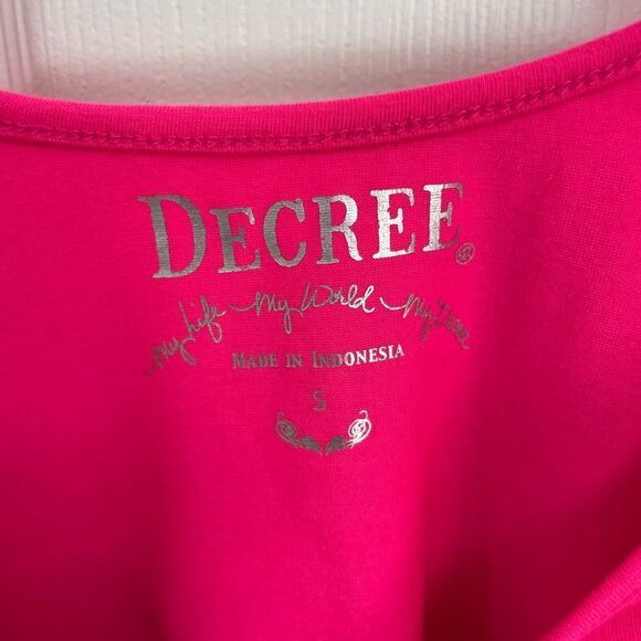 DECREE Hot Pink Scoop Neck Short Sleeve Cropped Top Women’s Size S - Picture 3 of 5